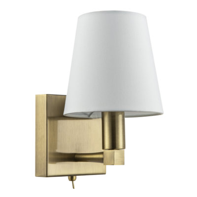 Happy Homewares Light Sleek Bedside Wall In Antique Brass With Toggle Switch And Shade 24Cm