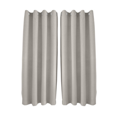 Happy Homewares Taupe Linen Style Blackout Eyelet Curtains46X54 Inch Drop2 Panel from B&Q