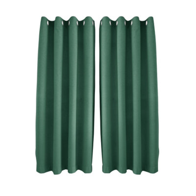 Happy Homewares Emerald Linen Style Blackout Eyelet Curtains46X54 Inch DropPair from B&Q