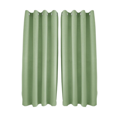 Happy Homewares Olive Linen Style Blackout Eyelet Curtains46X54 Inch Drop2 Panel from B&Q