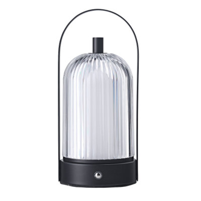 Happy Homewares Lantern Rechargeable Touch Dimmable Matte Black Table Lamp With Clear Shade from B&Q