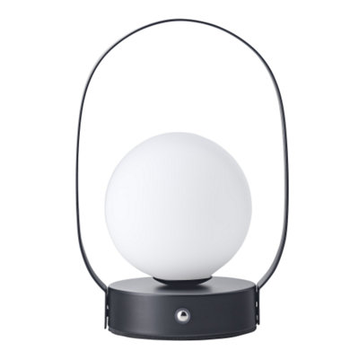 Happy Homewares Matt Black Rechargeable Touch Dimmable Lantern Table Lamp With Frosted Shade from B&Q