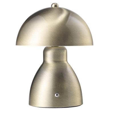 Happy Homewares Antique Brass Domed Rechargeable Touch Dimmable Table Lamp With Metal Dome Shade White/Light/Red