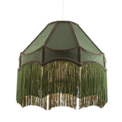 Happy Homewares Classic Forest Green Floral Jacquard Victorian Empire Pendant Shade from B&Q