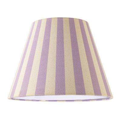 Happy Homewares Lavender Lilac And Oatmeal Linen Stripe Coolie Shade With Cotton Inner from B&Q