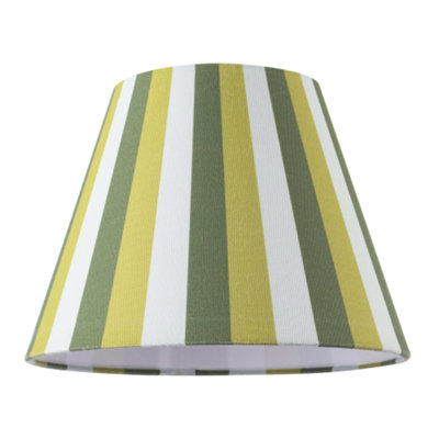 Happy Homewares Multi Green Tone Striped Linen Coolie Lamp Shade With Cotton Inner from B&Q