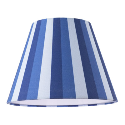 Happy Homewares Multi Blue Tone Striped Linen Coolie Lamp Shade With Cotton Inner from B&Q