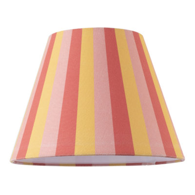 Happy Homewares Multi Pink Tone Striped Linen Coolie Lamp Shade With Cotton Inner from B&Q
