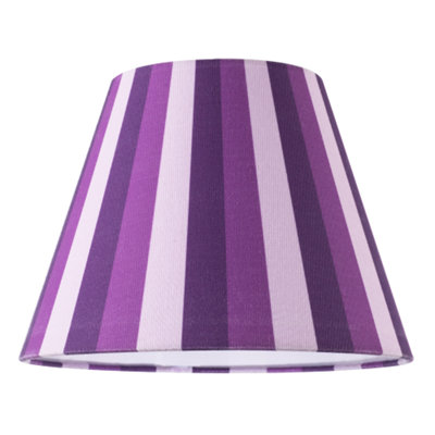 Happy Homewares Purple Multi Tone Striped Linen Coolie Lamp Shade With Cotton Inner 18Cm