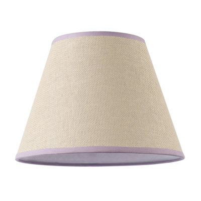 Happy Homewares Traditional Rattan Tweed Lamp Shade With Lilac Cotton Fabric Trims from B&Q