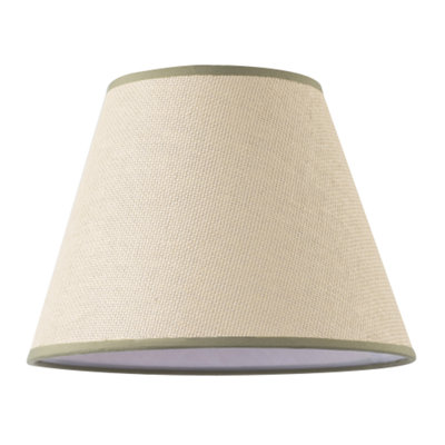 Happy Homewares Green Classic Rattan Tweed Lamp Shade With Olive Cotton Fabric Trims 19Cm