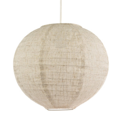 Happy Homewares Modern Natural Linen Fabric Oatmeal Spherical Pendant Lighting Shade from B&Q