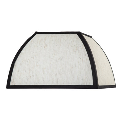 Happy Homewares Vintage Victorian Square Lamp Shade In Oatmeal Linen And Trim Black