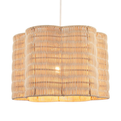 Happy Homewares Classic Scallop Edged Natural Rattan Wicker Pendant Lighting Shade from B&Q