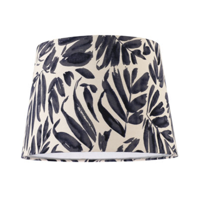 Happy Homewares Midnight Blue Palm Leaf Themed 25Cm Drum Lampshade With Fabric Lining from B&Q