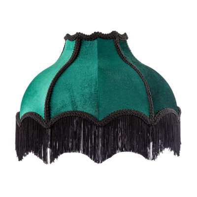 Happy Homewares Classic Victorian Lamp Shade In Emerald Green Velvet With Black Trims from B&Q