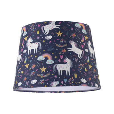Happy Homewares Unicorn Themed Childrens Lampshade With Rainbows And Colourful Flowers from B&Q