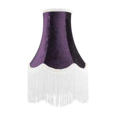 Happy Homewares Purple Victorian Styled Vintage Tall Lamp Shade In Floral Velvet 31Cm