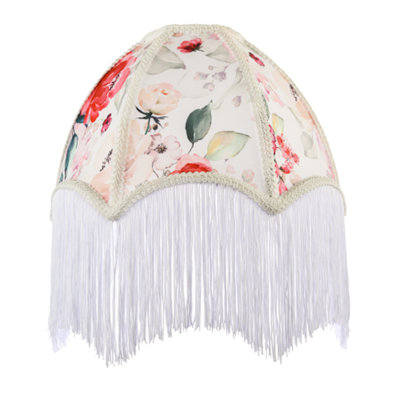 B&Q -  1920S Vintage Lamp Shade With Pastel Pink And Green Floral Decoration