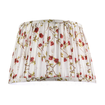 B&Q -  Traditional Red And Green Floral Cotton Fabric Pleated Lamp Shade