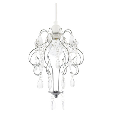 Happy Homewares Polished Chrome Shabby Chic Chandelier Style Pendant Shade With Acrylic from B&Q