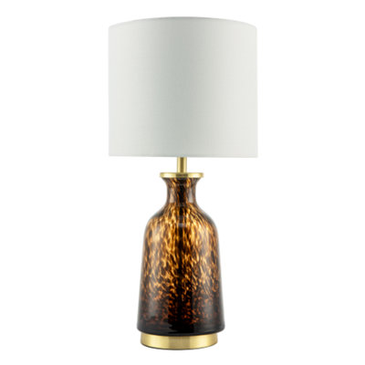 Happy Homewares Modern Amber And Black Snowflake Speckle Glass Table Lamp With Shade from B&Q