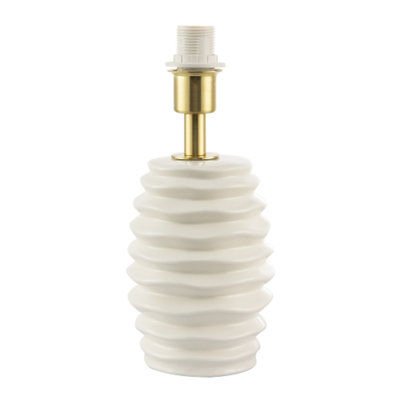 Happy Homewares Modern Off-White Gloss Ceramic Table Lamp Base With Rippled Grooves from B&Q