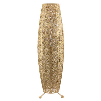 Happy Homewares Traditional And Ornate Floral Moroccan Floor Lamp In Satin Gold from B&Q