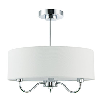 Happy Homewares Light Chic Chandelier Semi Flush Ceiling In Polished Chrome With Shade 38Cm