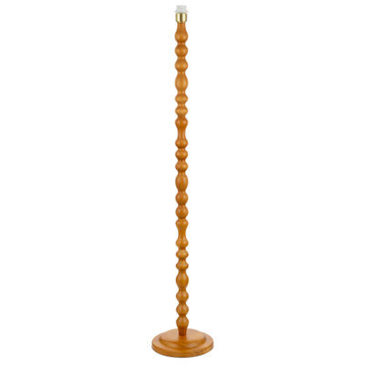 Happy Homewares Gold/White/Light Oak Wooden Classic Standing Floor Lamp Base With Rippled Pole Design 136Cm