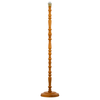 Happy Homewares Classic Oak Wooden Standing Floor Lamp Base With Intricate Pole Design from B&Q