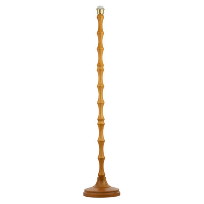 Happy Homewares Gold/White/Light Traditional Oak Wood Standing Floor Lamp Base With Bamboo Pole Design 133Cm