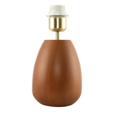 Happy Homewares Chunky Wooden Table Lamp Base With Mahogany Finish With Inline Switch from B&Q