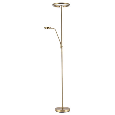 Happy Homewares Halo Led Mother And Child Floor Lamp In Antique Brass With Dimmers