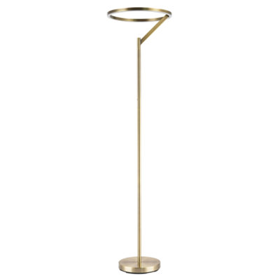 B&Q -  Designer Floor Lamp In Antique Brass With Large Led Halo Light Ring