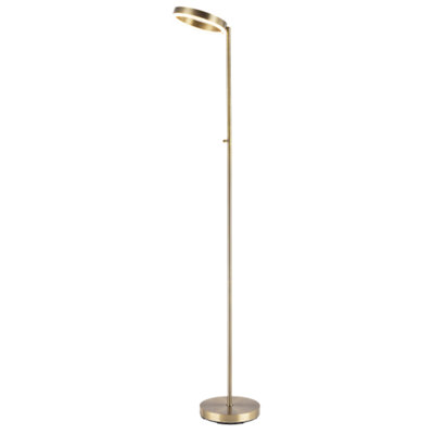 Happy Homewares Modern Led Halo Ring Floor Lamp In Antique Brass With Cct Dimmer
