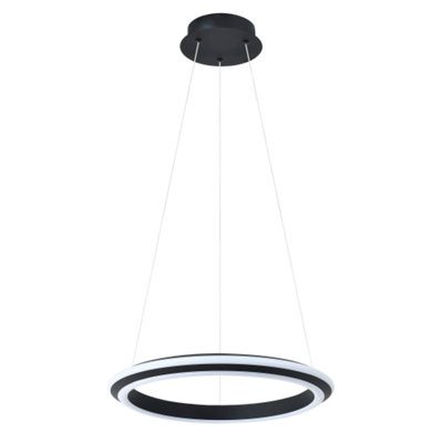 Happy Homewares Modern Led Circular Halo Pendant Light Fitting In Matte Sand Black B&Q