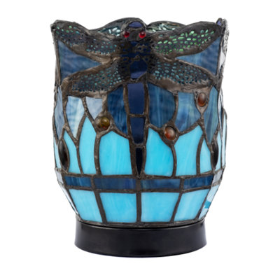 Happy Homewares Classic Dragonfly Tiffany Uplighter Lamp In Midnight And Sky Blue from B&Q