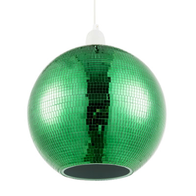 Happy Homewares Shiny Disco Mosaic Ball In Emerald Green Mirrored Tiled Retro Style, Green - Image 4