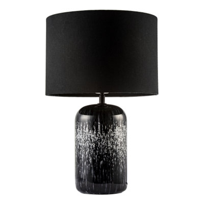 Happy Homewares Modern Black And White Marble Drip Snowflake Glass Lamp With Shade from B&Q