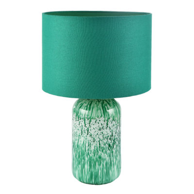Happy Homewares Green Modern Emerald Marble Drip Snowflake Glass Table Lamp With Shade 46Cm B&Q
