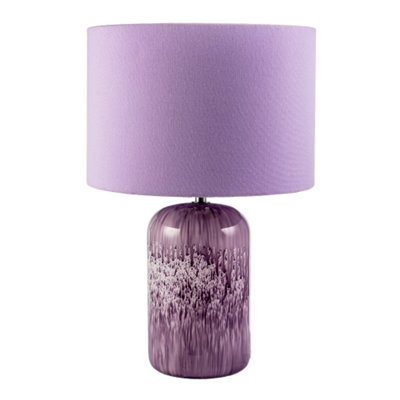 Happy Homewares Modern Lavender Lilac Marble Drip Snowflake Glass Lamp With Shade from B&Q