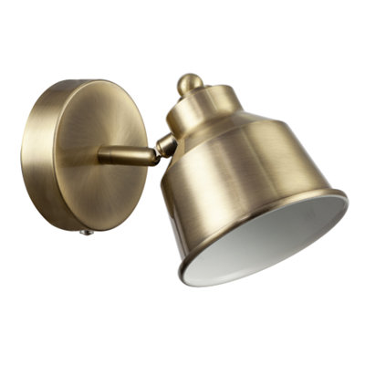Happy Homewares Modern Antique Brass Wireless Rechargeable Dimmable Spot Wall Light from B&Q