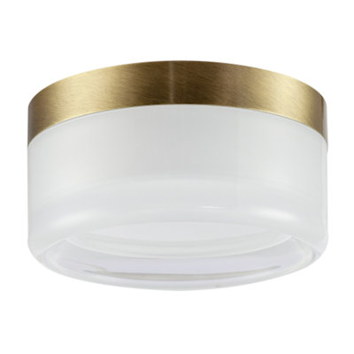 Happy Homewares Unisex Metallic Gold Designer Antique Brass Led Bathroom Ceiling Light With Opal Glass In Size 1 - Image 3