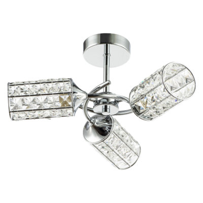Happy Homewares Modern Chrome Ceiling Light With Cylindrical Acrylic Beaded Shades from B&Q