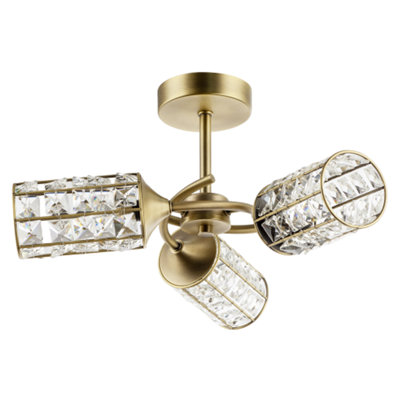 Happy Homewares Antique Brass Ceiling Light With Cylindrical Acrylic Beaded Shades from B&Q