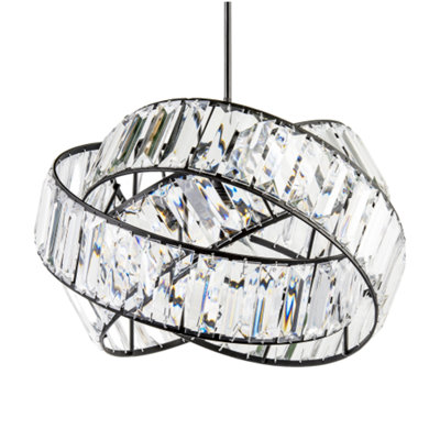 Happy Homewares Modern Three Ring Black Pendant Shade With Transparent Acrylic Prisms from B&Q