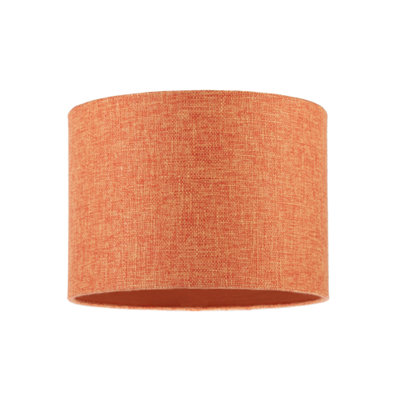 Happy Homewares Orange Contemporary And Sleek Natural Linen Fabric Drum Lamp Shade 18Cm B&Q
