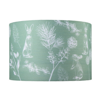 Happy Homewares Woodland Theme Sage Olive Green Shade With Hares And Thistle Decor from B&Q