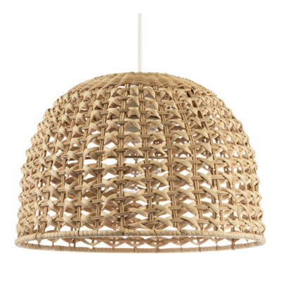 Happy Homewares Vintage Intricate Woven Lattice Light Toned Rattan Pendant Light Shade from B&Q